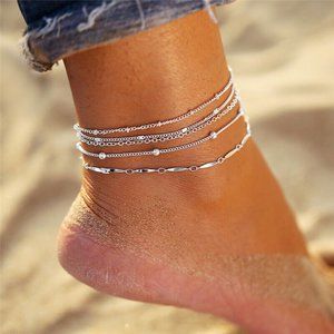 NWOT 5-Layer Silver Anklet